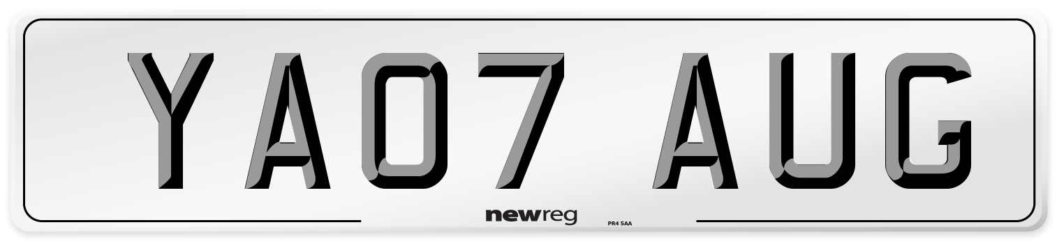 YA07 AUG Number Plate from New Reg